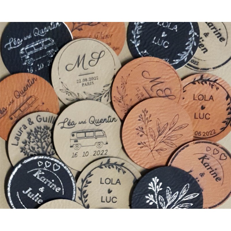 Étiquettes personnalisées en cuir - Faits à la main par étiquettes en cuir  carré - Étiquettes en cuir personnalisées